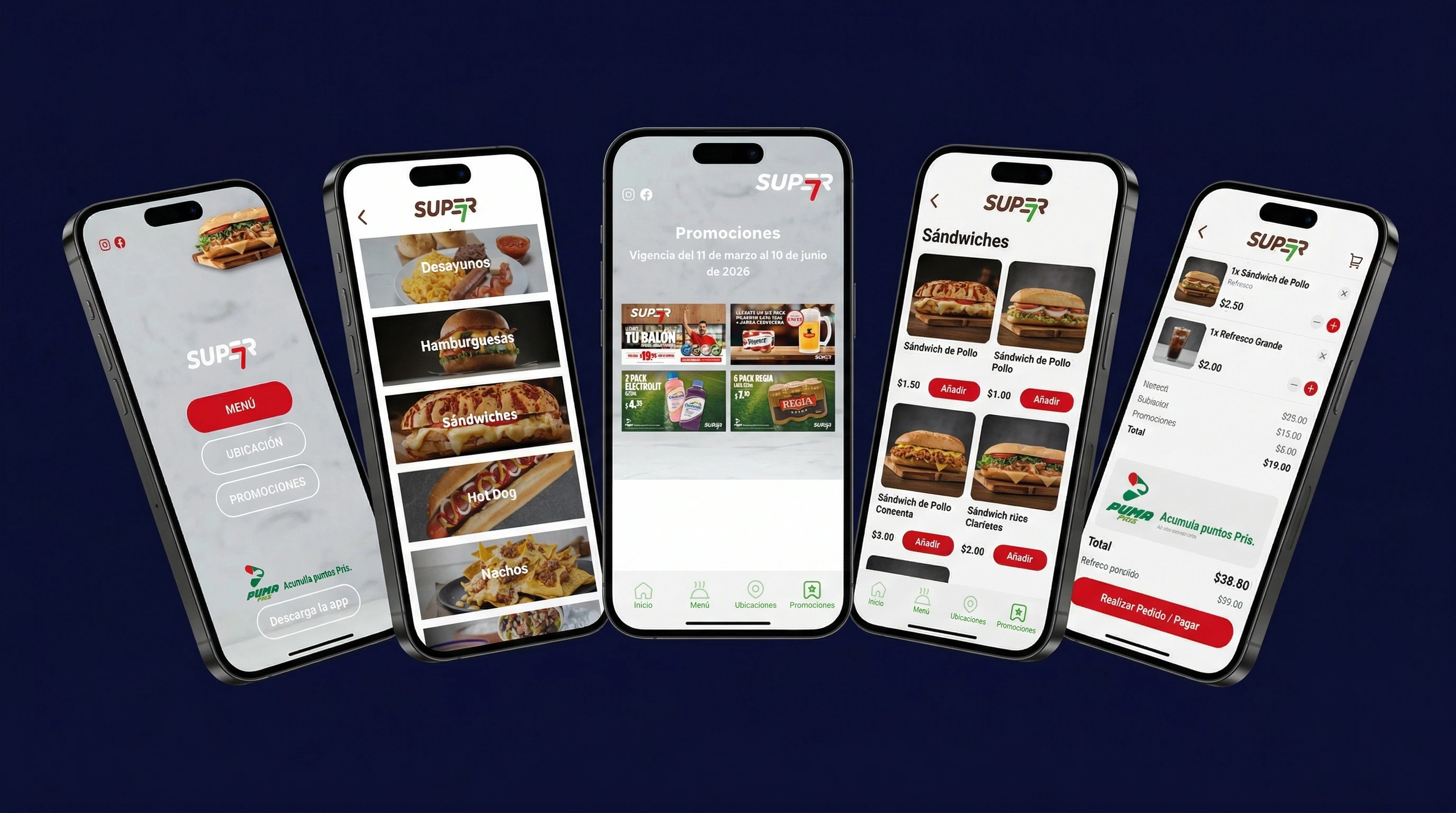 Super7 — múltiples pantallas del sitio web